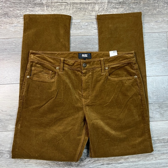 Paige Federal Straight Fit Stretch Corduroy Golden SunsetPants Size 34